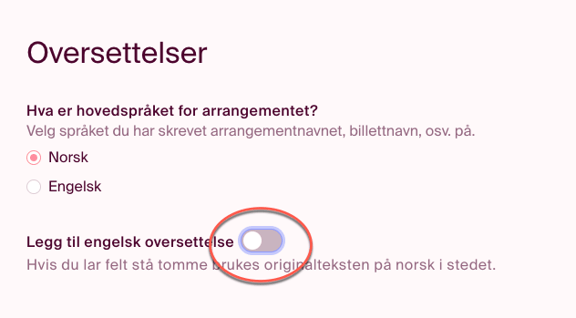 Huk om du vil legge til engelsk oversettelse