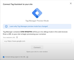 Connect tag assistant
