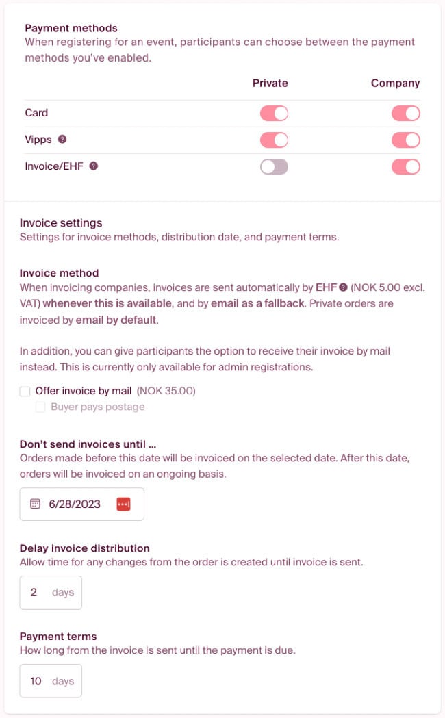 Payment methods