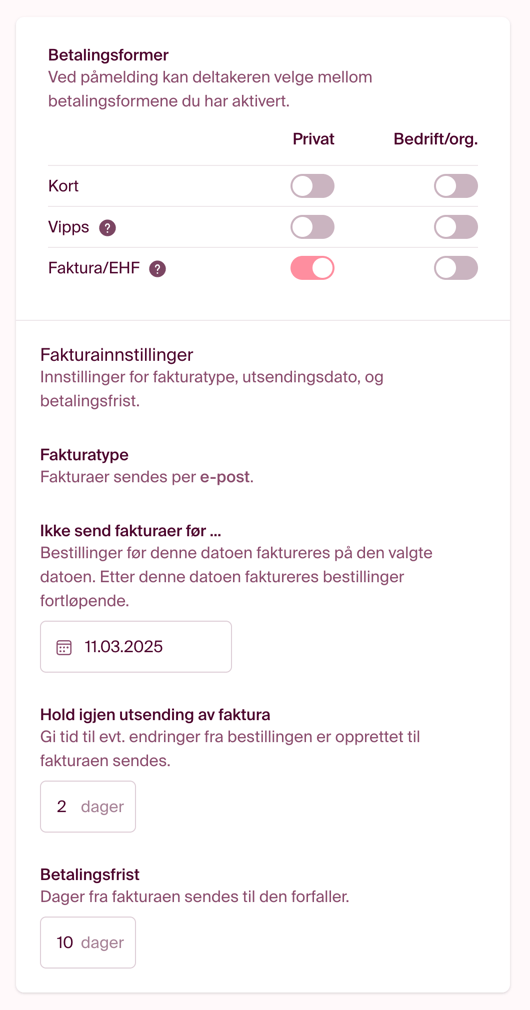 betalingsformer