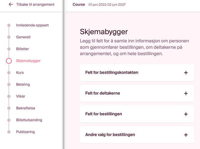 Bruk vår skjemabygger når du planlegger et arrangement