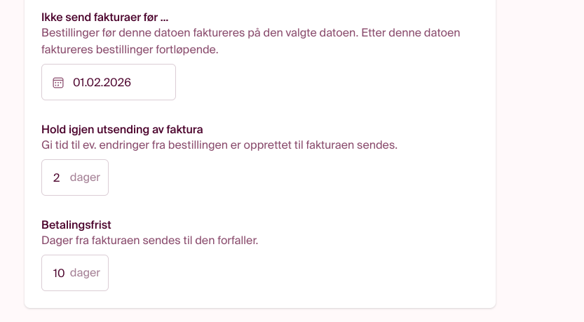ikke send faktura før