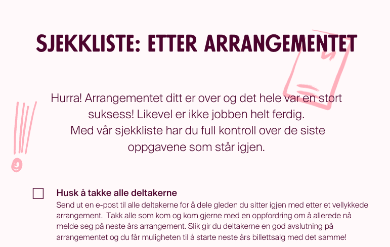 Sjekkliste etter arrangement