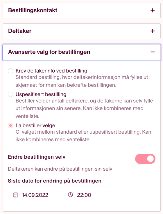 avanserte valg tilleggsvalg