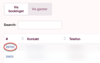 bestillingsnummer booking
