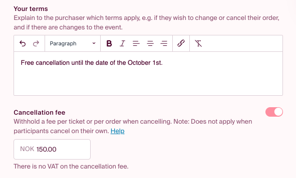 Explain which terms apply for the participants
