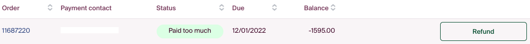in the open entries list, you can click the refund button